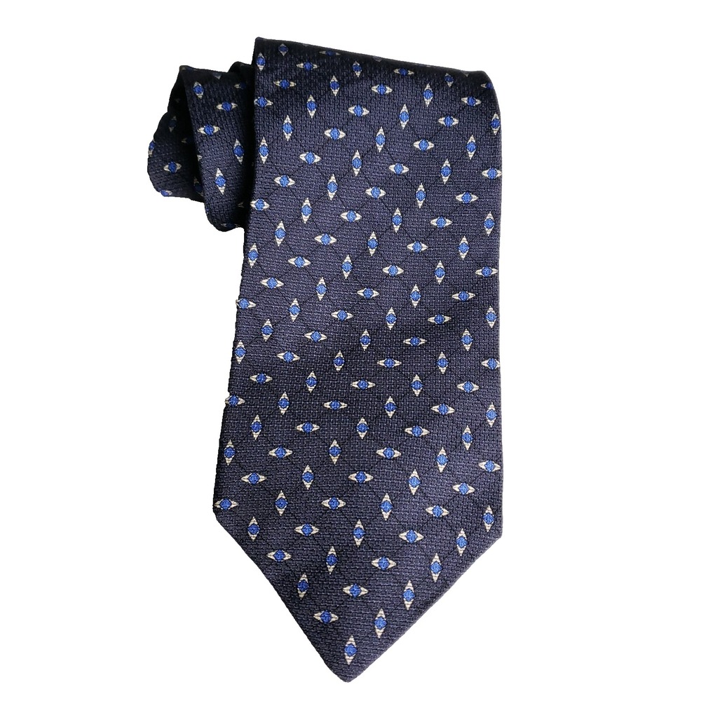 Allyn Saint George Tie Geometric Pattern Navy Blue Classic Business Menswear